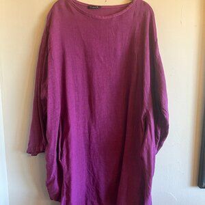 Flanco’s 100% Linen Oversized Tunic Top Purple Women’s Size 2XL